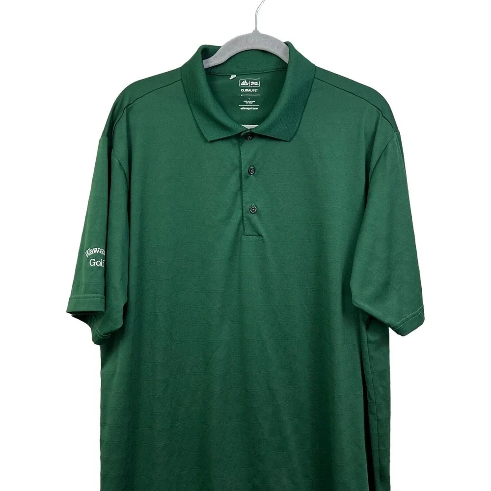 Adidas Mens Golf Climalite Polo Shirt Short Sleeves Wawasee Logo Green Sz L*